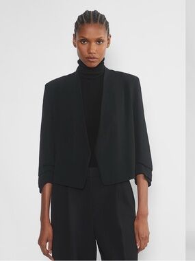 Babaton Power Blazer - Black Cropped Open-Front